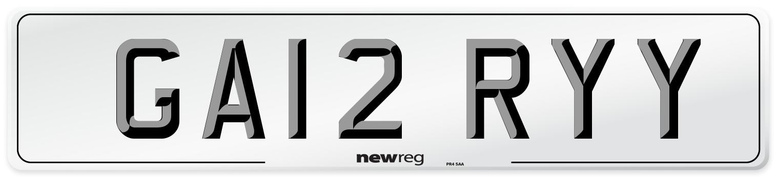 GA12 RYY Number Plate from New Reg